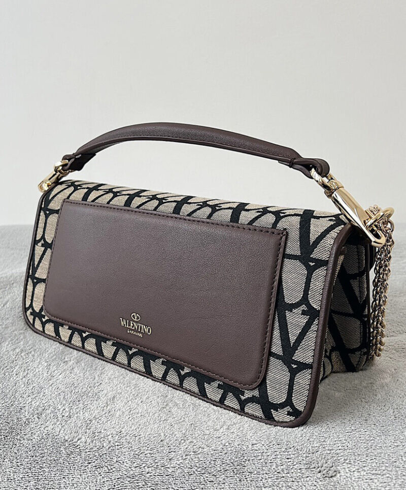 Valentino Loco Toile Iconographe Shoulder Bag Dark Coffee